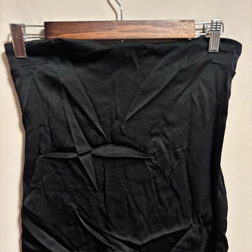 Zara Mini Strapless Bodycon Tube Dress Satin Black- Size Large - Picture 3 of 8
